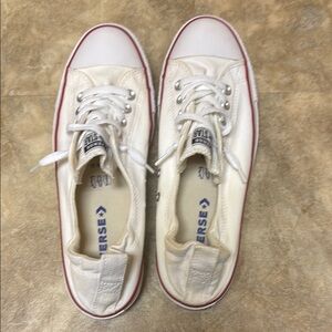 Converse White Canvas Sneakers with Red Trim